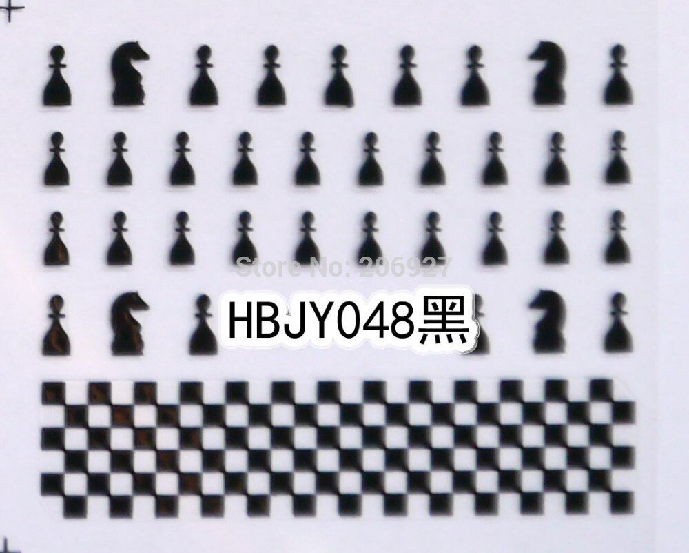 2Pcs HBJY048-Black Nail Art Leuke Schaken Sticker Nail Art Sticker