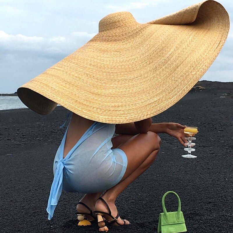 Sommar super stor solhatt strandmössor justerbar hopfällbar stråmössa skydd anti-uv solskydd hattar stråhatt strand va