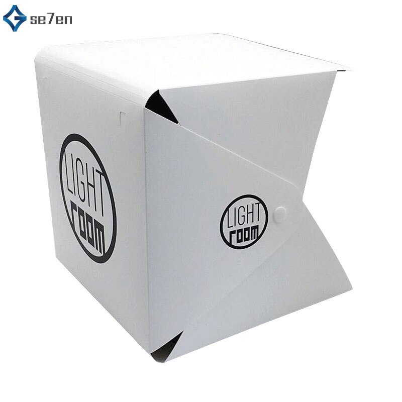 Portable 23*24cm Mini Folding Studio Diffuse Soft Box Lightbox 2 LED Light Black White Photography Background Photo Studio box