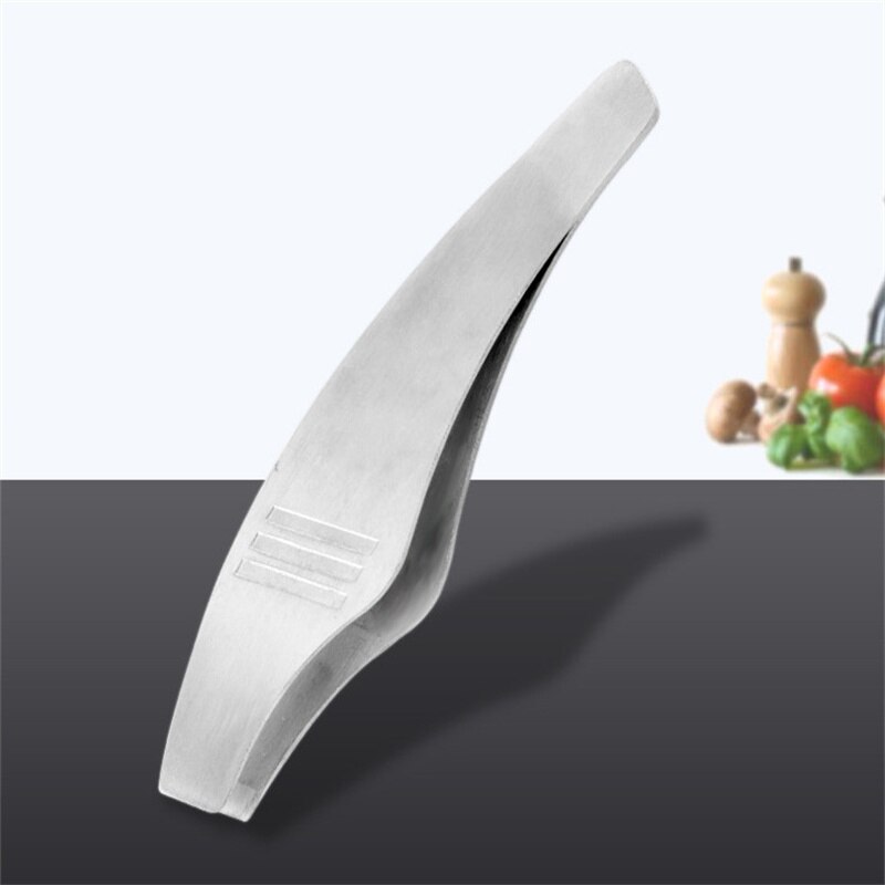 Pinzas de acero inoxidable para hueso de pescado, pinzas para alimentos, herramienta de depilación, pinzas para jamón en ángulo, herramienta para mariscos, 1 unidad
