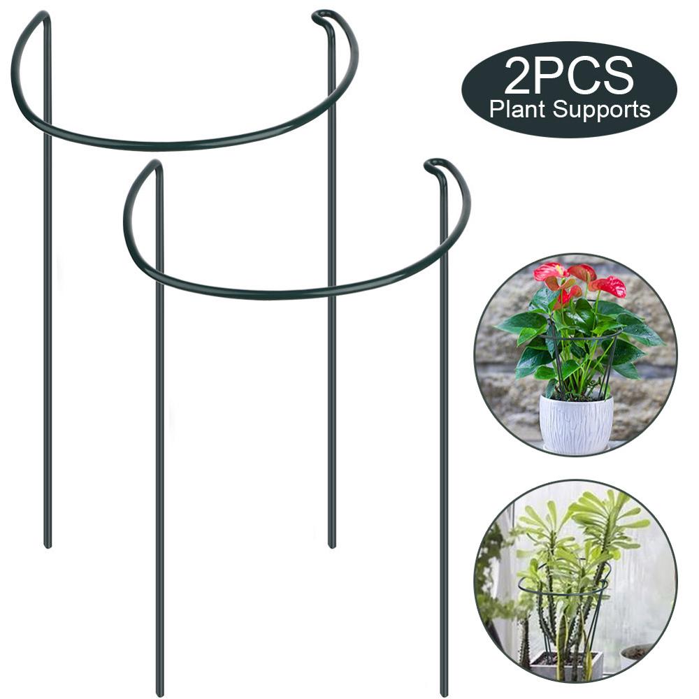 2pcs Half Round Plant Support Ring Garden Tool Solid Steel Rust Semi-Circular Plant Border Support Wire Hoop Plant Support Frame