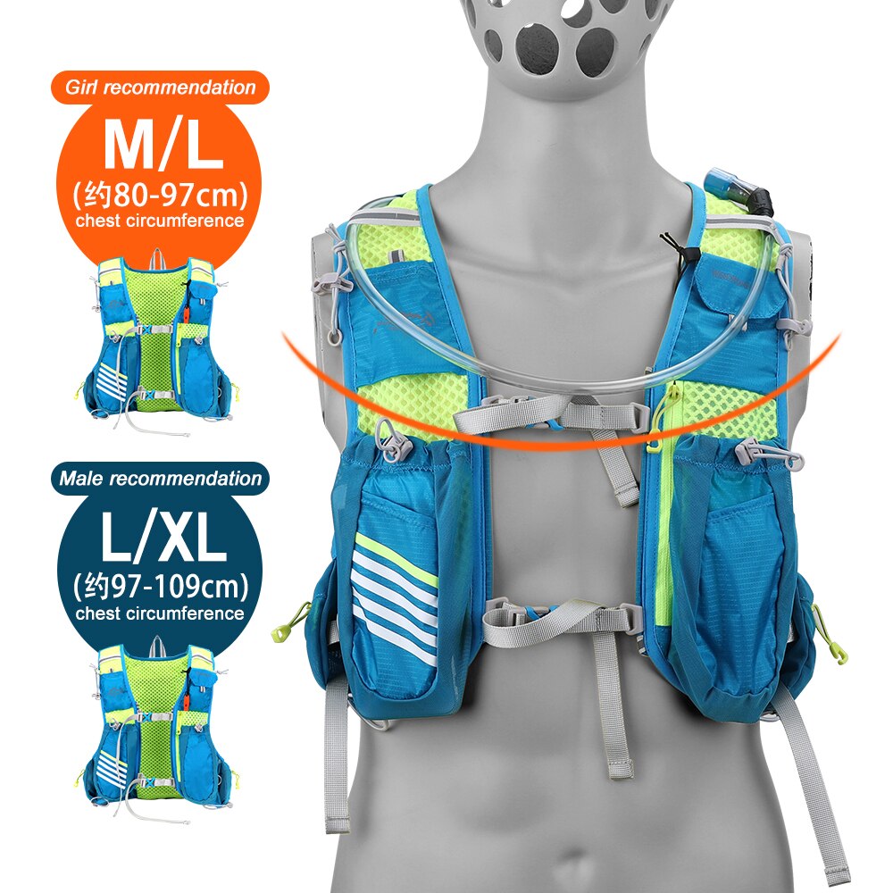 Chaleco de hidratación para correr de 8L, mochila para hombre y mujer, bolsas de agua para deportes al aire libre, Maratón, trotar, senderismo, mochila