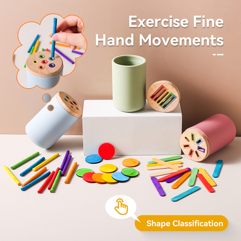 Counting Montessori Toys Wooden Stick Matching Games Color Sorting Cup Preschool Learning Education Toys for Kids Girls Boys