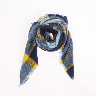 Women Plaid Scarf Winter Pashmina Shawls Cashmere Thick Wraps pashmina long tassel female foulard thick blanket: Black