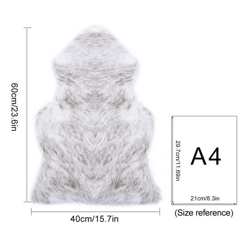 Luxe Rectangle doux en peau de mouton moelleux zone tapis Faux blanc fourrure tapis Shaggy cheveux longs solide tapis salon coussin de siège décor à la maison: A 40x60cm white2
