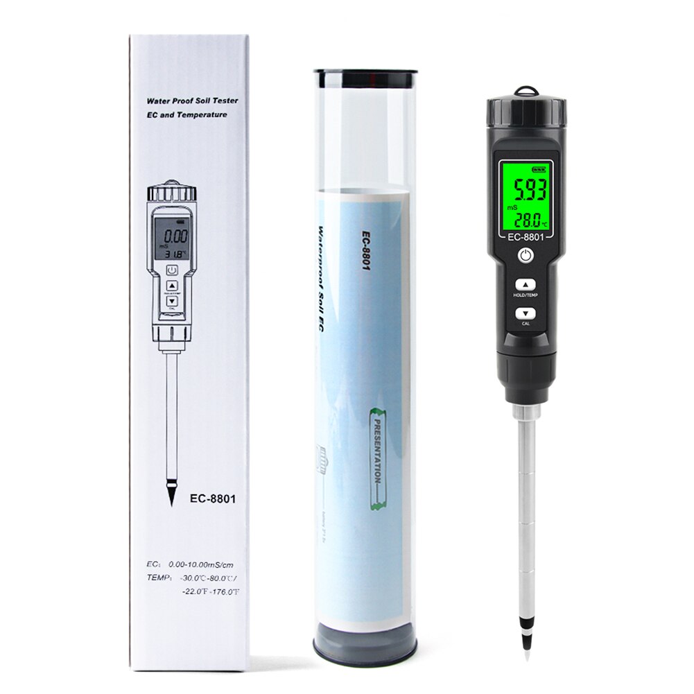 Yieryi-probador de tierra EC/TEMP, 0,00-10,00 MS/s, medidor Digital de mano para jardín, herramientas de prueba de suelo, plantas en maceta, jardinería y agricultura,: EC-8801A