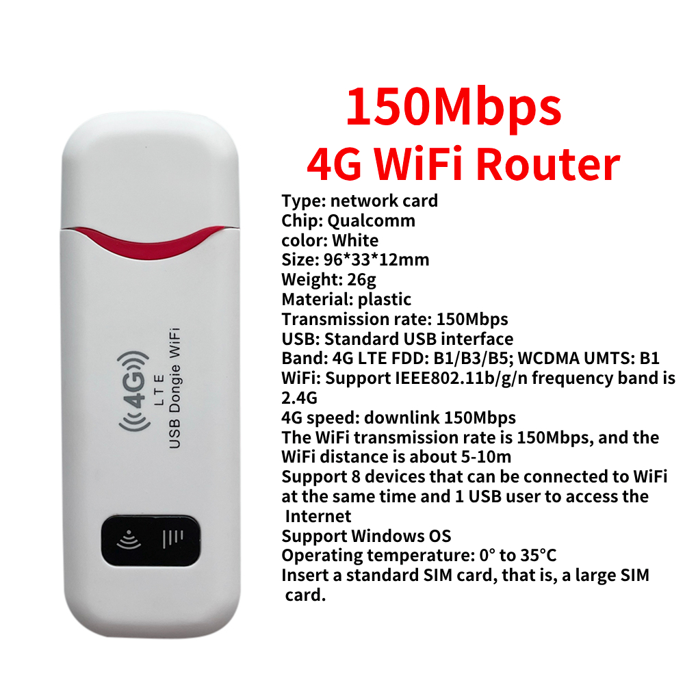 4G Wireless LTE WiFi Router 4G SIM Card Portable 150Mbps USB Modem Pocket Hotspot Dongle Mobile Broadband for Home Office WiFi: green