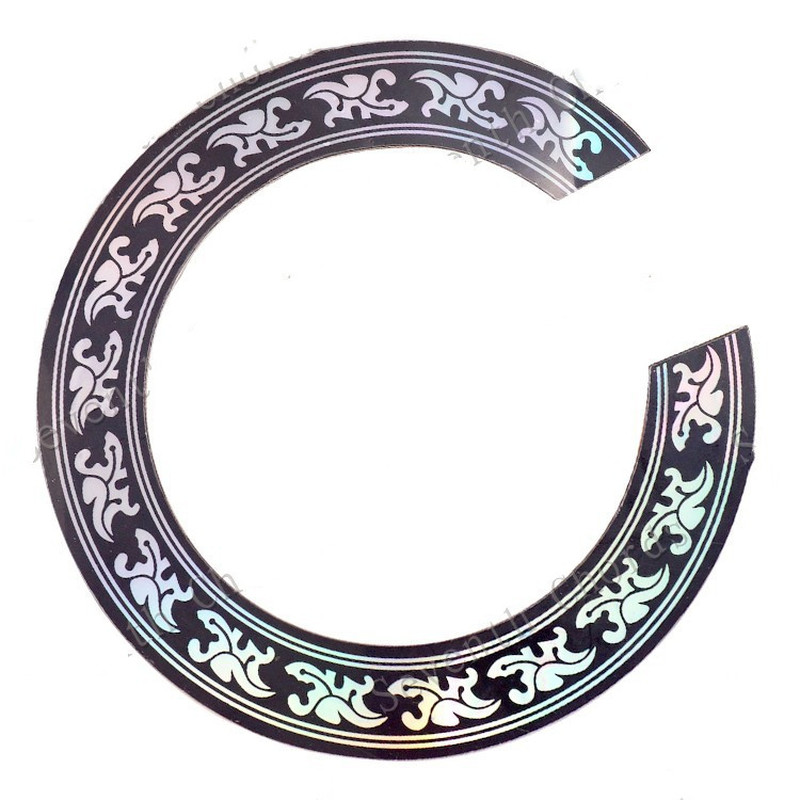 Sound Hole Rose Decal Sticker for Acoustic Classical Guitar Parts Black+Silver Guitar Accessories