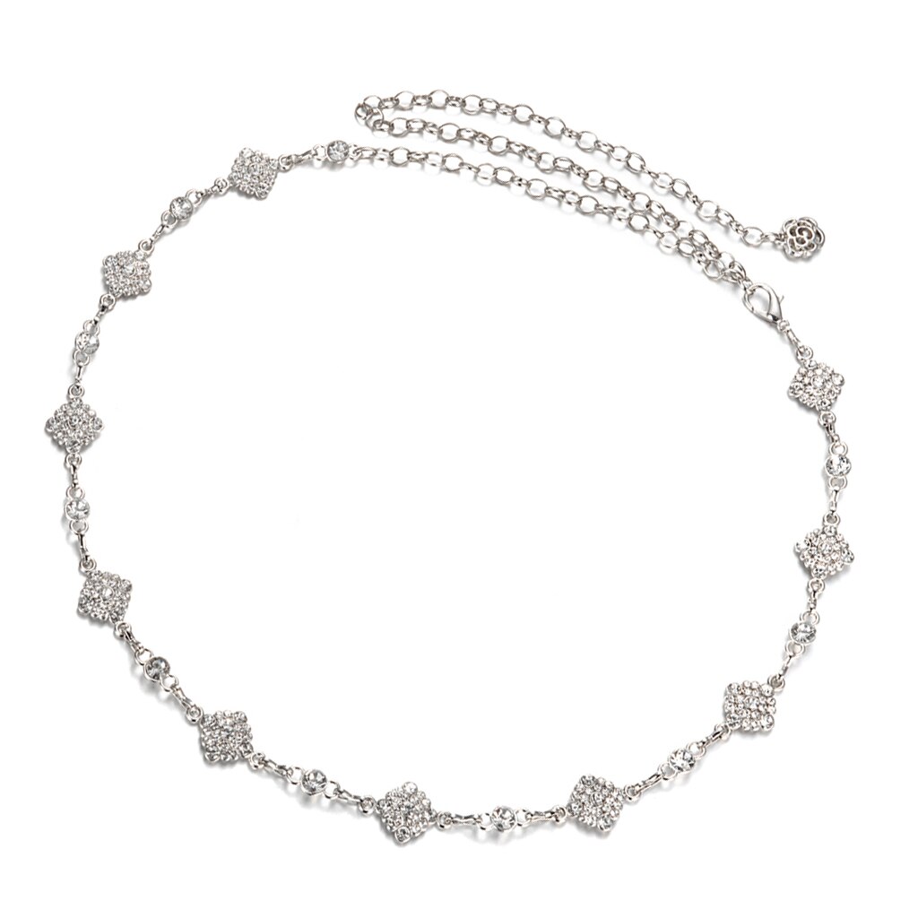 Vrouwelijke tailleband met strass steentjes, tailleband met rokketting, decoratie sieraden
