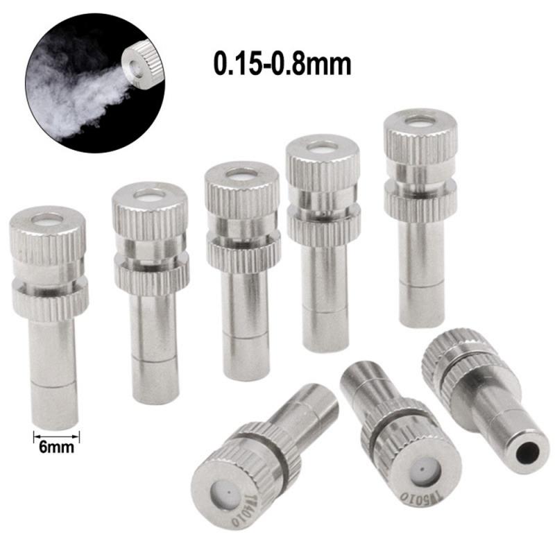 Rvs Verneveling Nozzle Tuinieren Nozzle 6 Mm Lage Druk Verneveling Cooling Bevochtigen Sproeikop 0.15-0.8 Mm