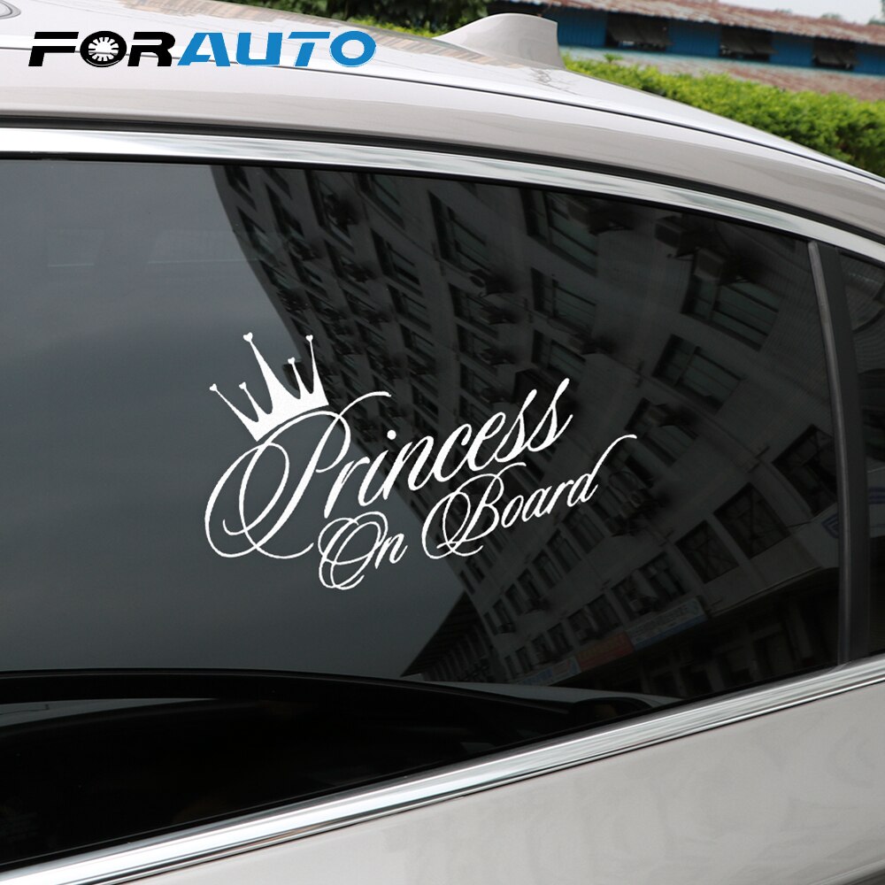 FORAUTO Princess Crown Car Sticker Vinyl Decals Bedroom Decoration Car-styling Black/Silver 17*10cm Auto Accessories