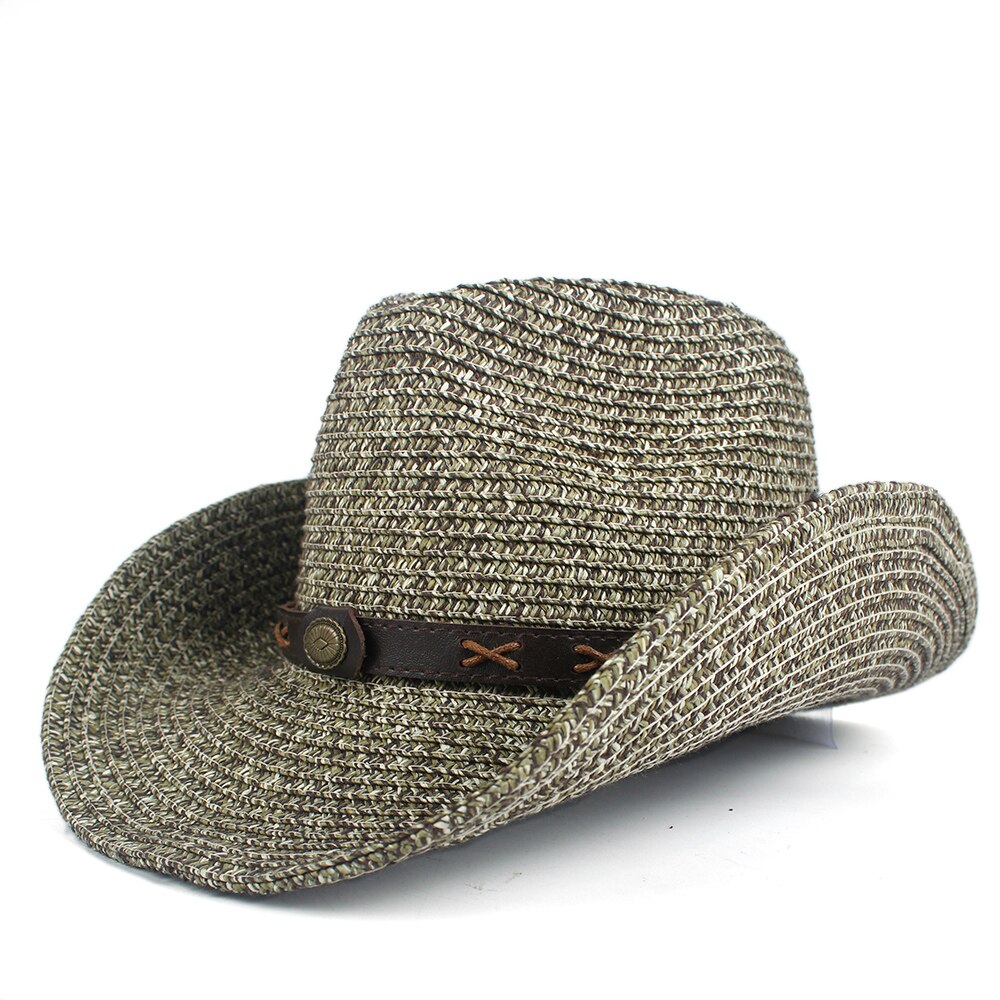 Frauen der Männer der Sommer Stroh Strand Breiter Krempe Cowboy Western Cowgirl Hütte Sombrero hombre Strand Cowgirl Jazz Sonnenhut