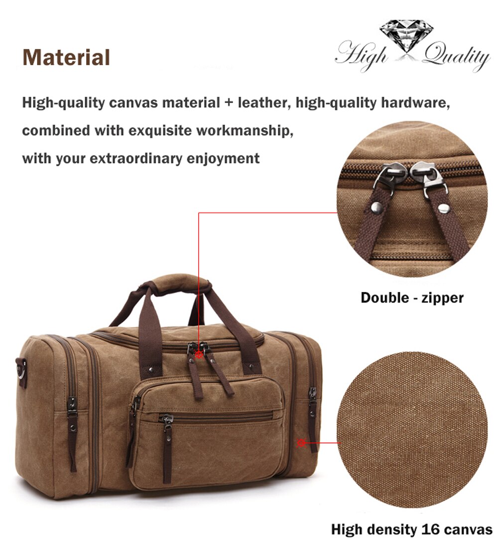 Markroyal Heren Canvas Reistassen Grote Capaciteit Bagage Tassen Opknoping Tassen Handbagage Reizen Plunjezakken Overnachting Zachte