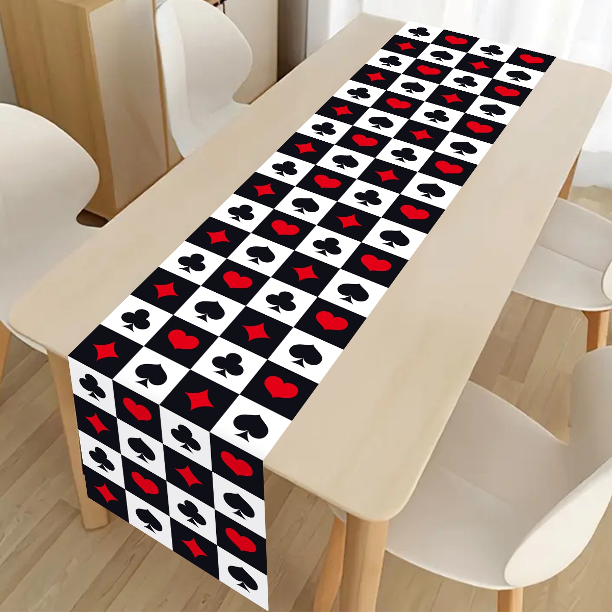 1pc Black White Checkered Table Runner Soccer Party Polyester Table Cover for Kitchen Home Birthday Party Picnic Supplies: Burgundy