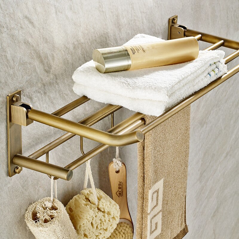 TT Antike soild messing carving bad zubehör bronze runde basis wand montieren bad hardware set wc pinsel halter