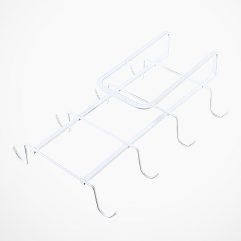 Double 8 Hooks Mug Coffee Cup Under Shelf Metal Hanger Storage Rack Kitchen Cupboard Holders Paper Holders Kitchen Accessories
