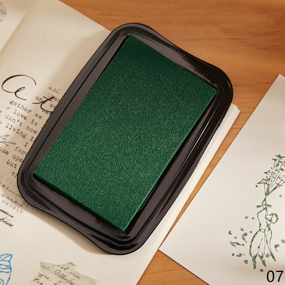 Tampon encreur Vintage pour timbres, 12 couleurs, grande taille, artisanat, bricolage, Scrapbooking, tampons d'encre en caoutchouc, tampons en papier, 6.5x9.8cm: Green