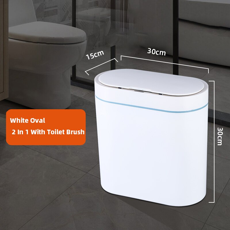 Joybos Smart Trash Can Sensor Automatic Wastebin Narrow Basket With Lid Electronic Smart bucket Dustbin Recycling for Bathroom: Without brush