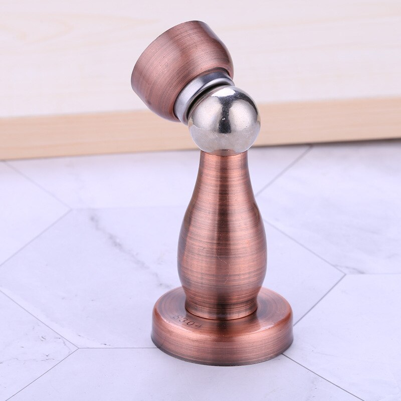 JD Thicknessed Stainless Steel Magnetic Sliver Door Stop Stopper Holder Catch Floor Fitting With Screw For Family Home Hardware: Red Bronze