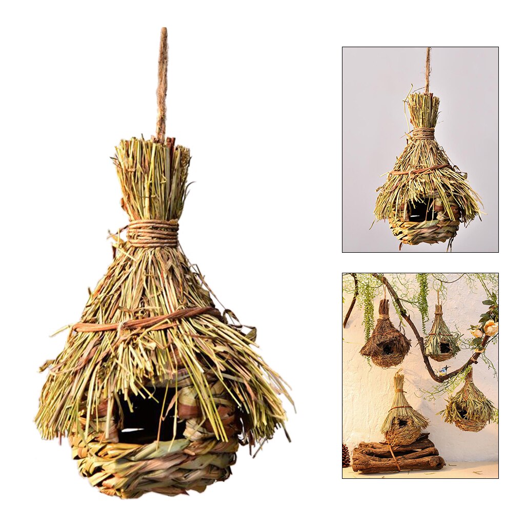 Hummingbird Nesting House Hand Woven Nest Birdhouses Outside Garden Decor: Style2 S