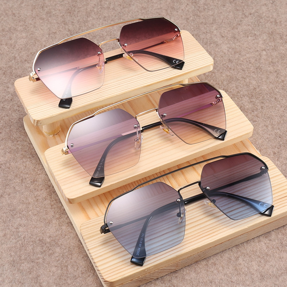 JackJad gafas De Sol De Semi-Rimless Hexago estilo remaches mujeres degradada gafas De Sol 25034
