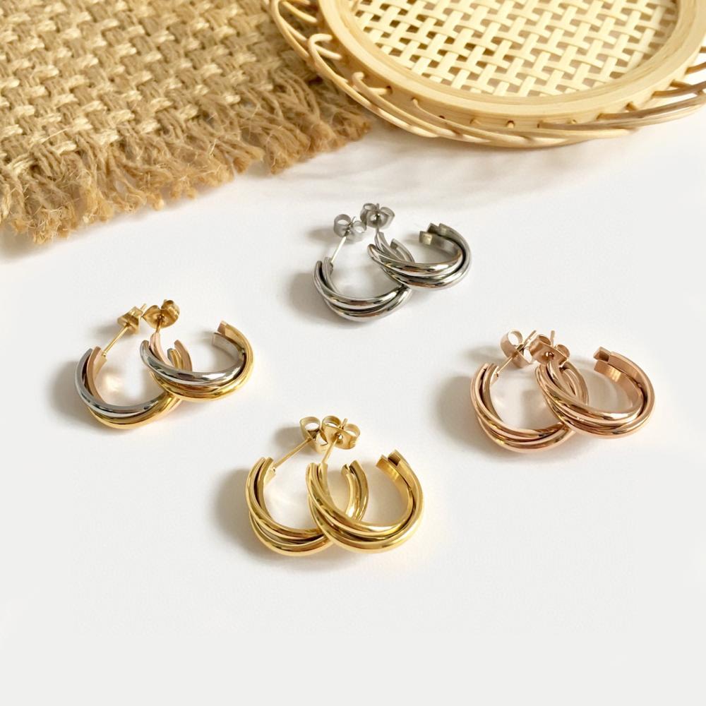 Mode-sieraden 925 Sterling Oorbellen Rose Gold Nail Oorbellen Cirkel Stud Oorbellen Mode-sieraden Top Zilveren Sieraden