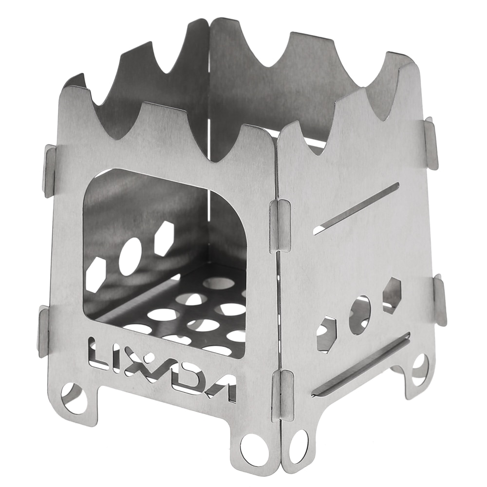 Lixada Outdoor Portable Camping Wood Stove Lightweight Pocket Alcohol Stove with Alcohol Tray Stainless Steel Folding Stove