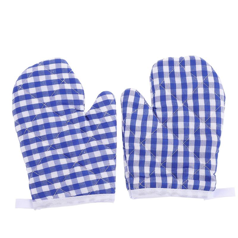 Guantes de cocina resistentes al calor para niños, manoplas de poliéster para microondas, 2 piezas: Azul oscuro