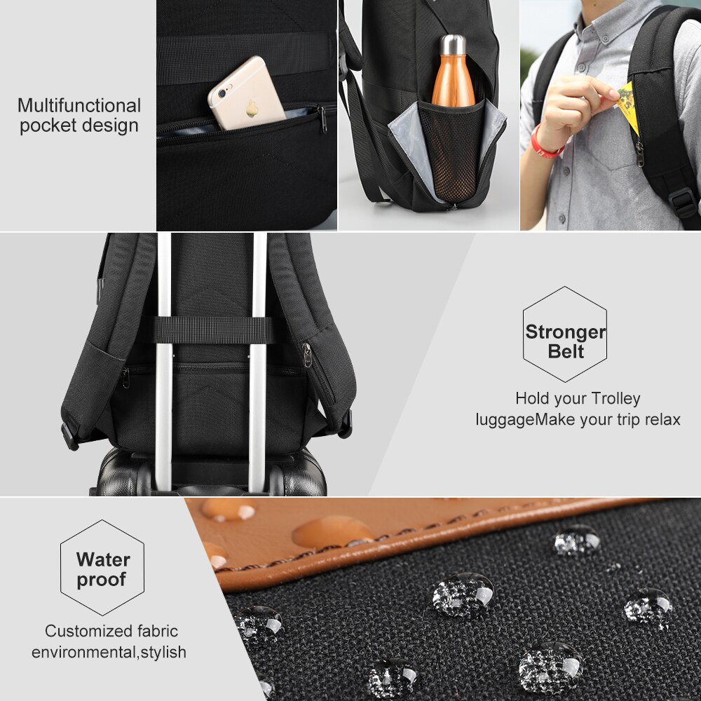 Tigernu-Mochila antirrobo TSA Lcok para hombre y mujer, morral escolar sin llave para ordenador portátil de 15,6 pulgadas, Notebook