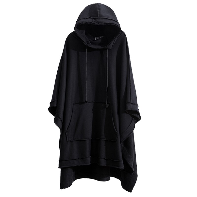 Capa de murciélago suelta para hombre, Sudadera con capucha de informal, media-larga, temporada otoño e invierno
