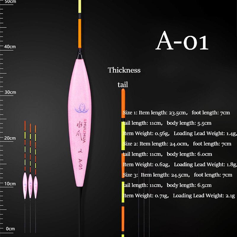 Boya de pesca de agua dulce, 3 unidades/lote, Boya de pesca con gran flotabilidad, accesorios de pesca: A-01 3pieces