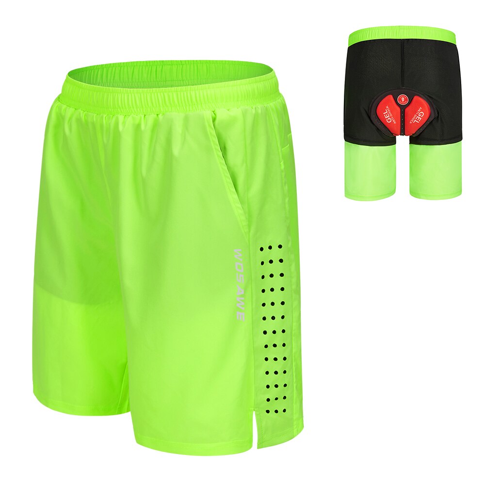 Pantalones cortos de bicicleta corta para hombre con relleno de Gel 3D y forro de malla transpirable de secado rápido pantalones cortos de verano para correr para ciclismo: Green / L