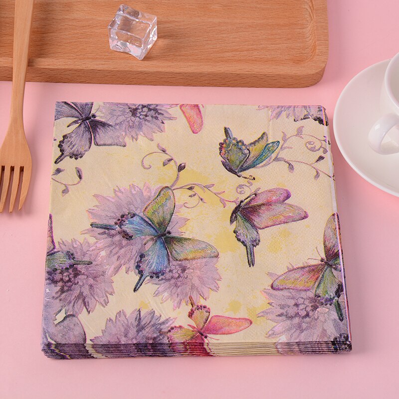 20 Stks/zak Servetten Papier Vlinder Decoupage Servet Papieren Tissue Voor Xmas Wedding Decor Party Tafel Levert