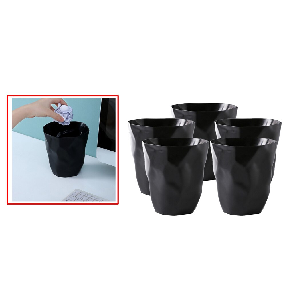 5x Desktop Rubbish Bin Flowerpot Ashbin Dustbin Wastebasket Office Black
