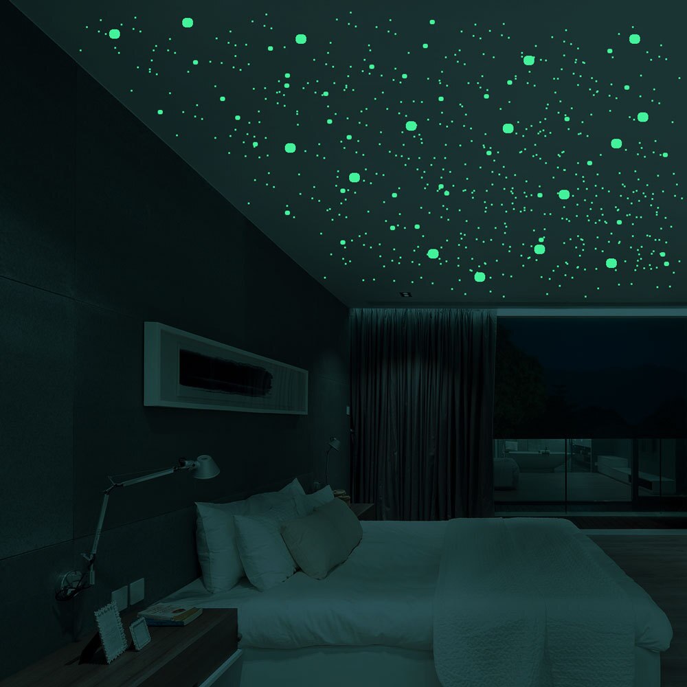 1 Sheet 457 pcs PVC Star Dots Stars Glow In Dark Wall Art Decals Luminous Wall Stickers Home Kids Rooms Decor