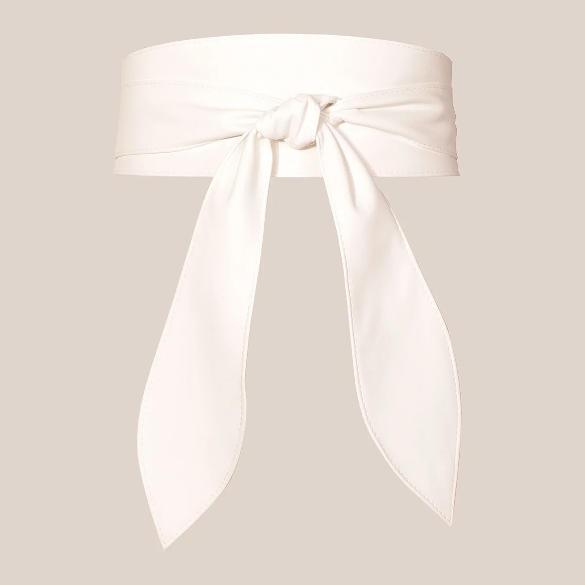 Frauen Schnürgürtel, eleganter Schleifengürtel, lang, schwarz, weiches Leder, breiter Bund, Schleife, Kummerbund, Krawatten, Schleife, Damenkleid, Dekoration: Weiß / 70 cm