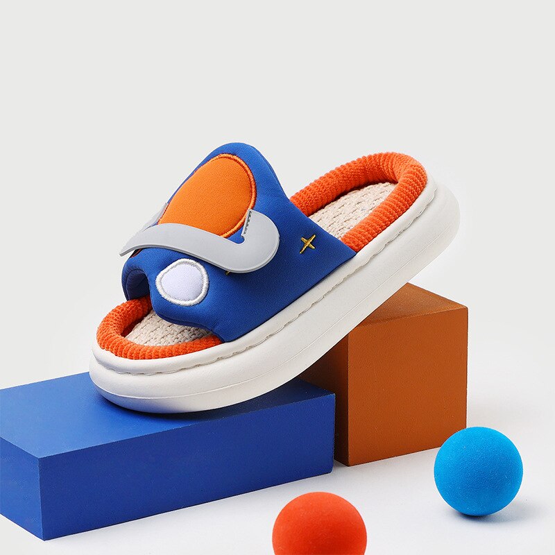 Pantoufles planète en lin à semelle intérieure pour garçons, pantoufles d'été à la pour enfants avec fond souple de dessin animé, 3 couleurs