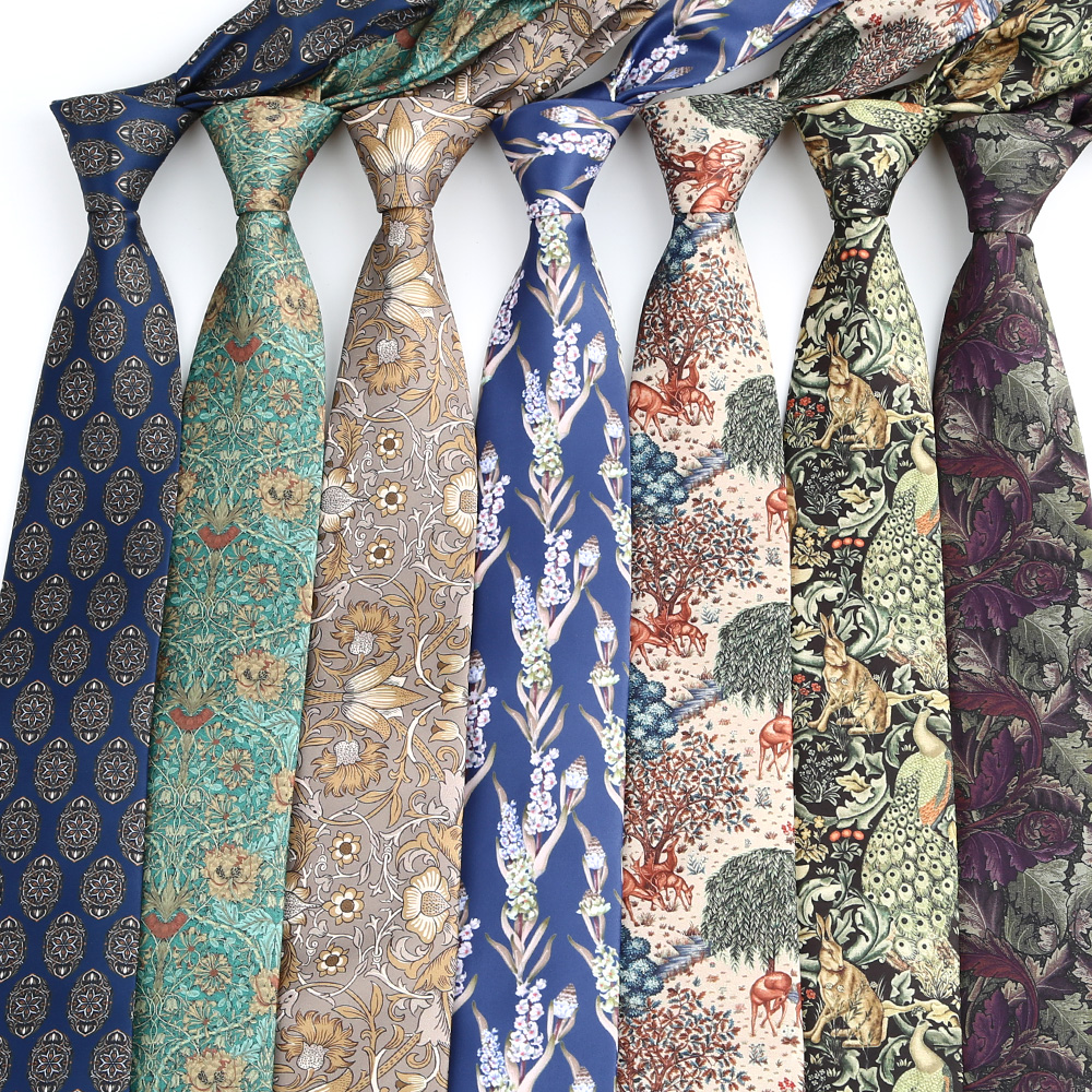 Corbata para hombre de 8CM, patrones de estampado, corbatas clásicas para hombre, novio, tacto manual, poliéster, Floral, accesorios de boda de negocios