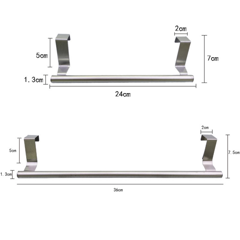 Colgador de acero inoxidable de 24/36cm para armario, cajón, toalla, colgador para colgar sobre la puerta, organizador para cocina y baño