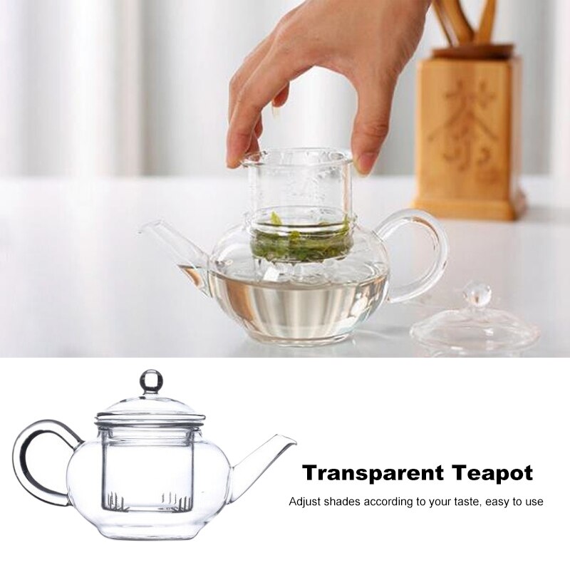 Genomskinlig tekanna värmebeständig glaskanna med kinesisk infusions kaffeblomma te blad örtkruka 250ml hållbar vattenkokare