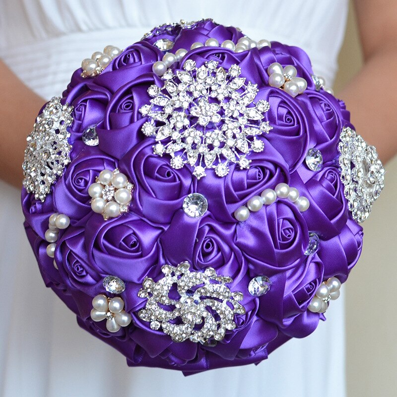 Ramo de boda de cristal rosa con cuentas, accesorios de boda, buqué, dama de honor, flores artificiales, ramos de novia: 6