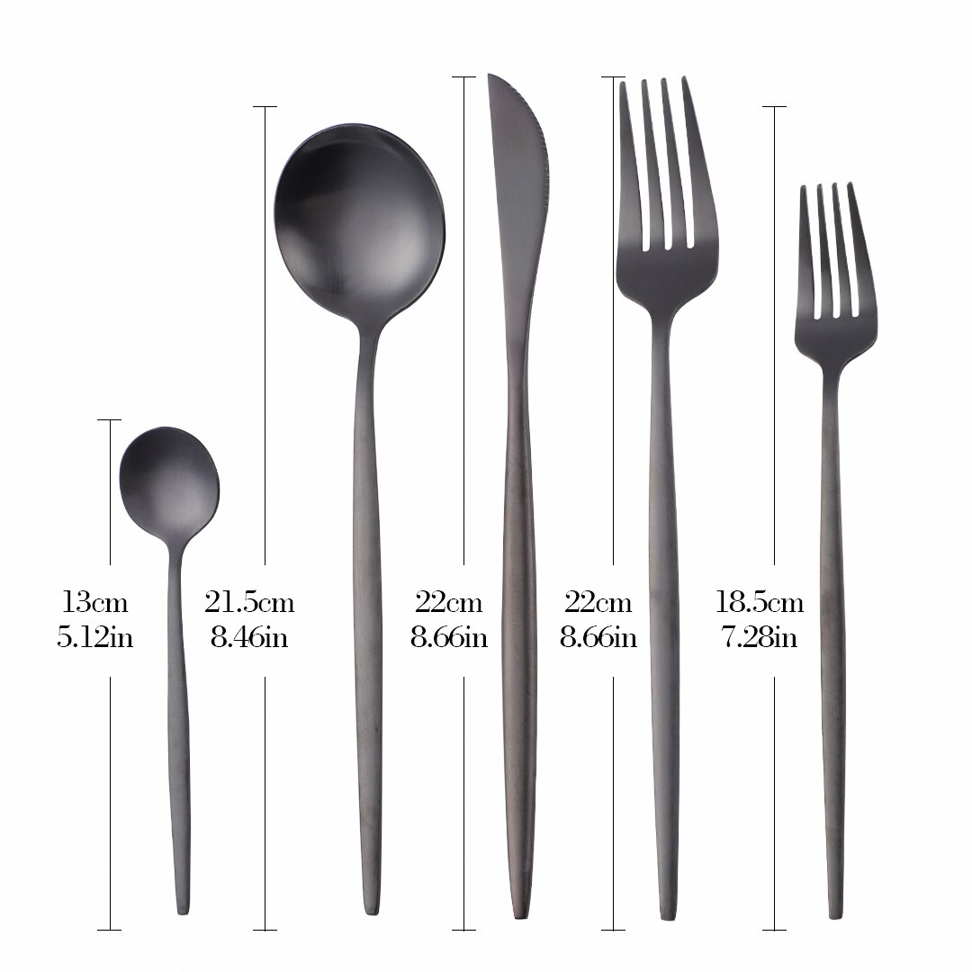 5Pcs Set Frosted Black Silver Combination Dinnerware Sets Stainless Steel Forks Knives Spoons Tableware Set Cutlery: matte black