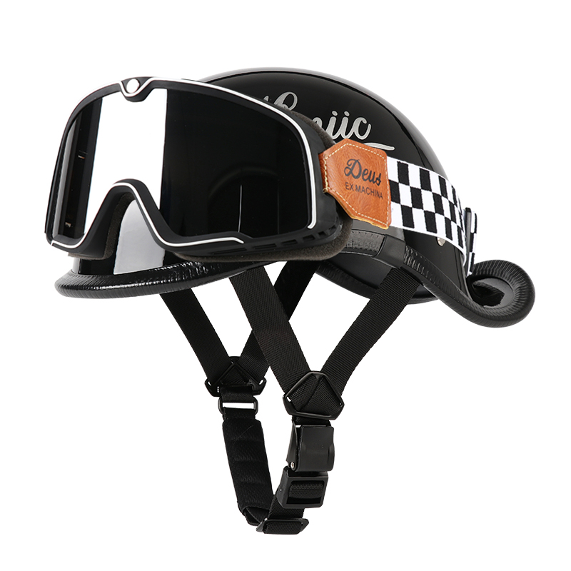 VGV moto demi-casque lunettes incluses véhicule électrique vélo Locomotive pour Cruiser rétro homme femmes scooter rue