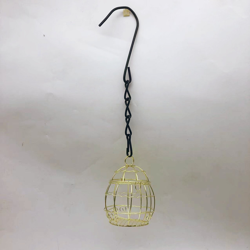 Outdoor Birdcage Bird Feeder Spring Hanging Bird Feeder Garden Yard Feeder: Gold