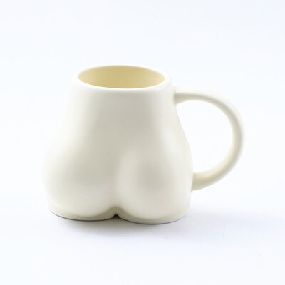 Kropsform kaffekrus sjov kvinde krop røv numseform kaffe mælkekop nordisk spisebord dekoration tilbehør keramik kopper: Beige (ensfarvet)
