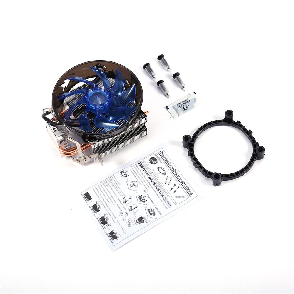 Rode en blauwe cpu-koeler, dubbele heatpipe van koper, cpu-radiator van messing, cpu-torenventilator voor amd voor intel 775/1155/1156/1151/1150/13: Blauw