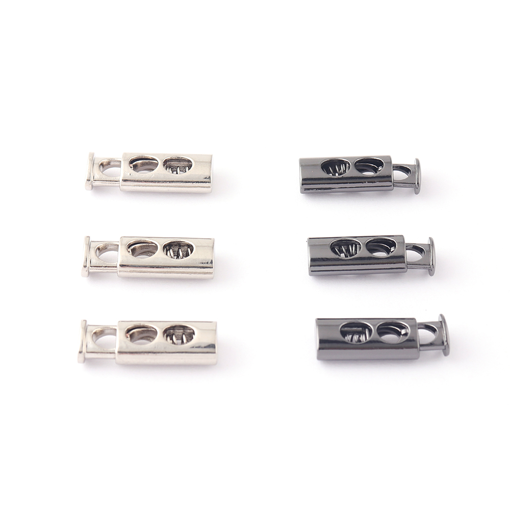 Srebrna metalowa blokada suwaka blokada sznurka elastyczna maska, zatrzymać sznurka przełącza płaski pasek korek kształt zapięcie szycie odzieży buty DIY