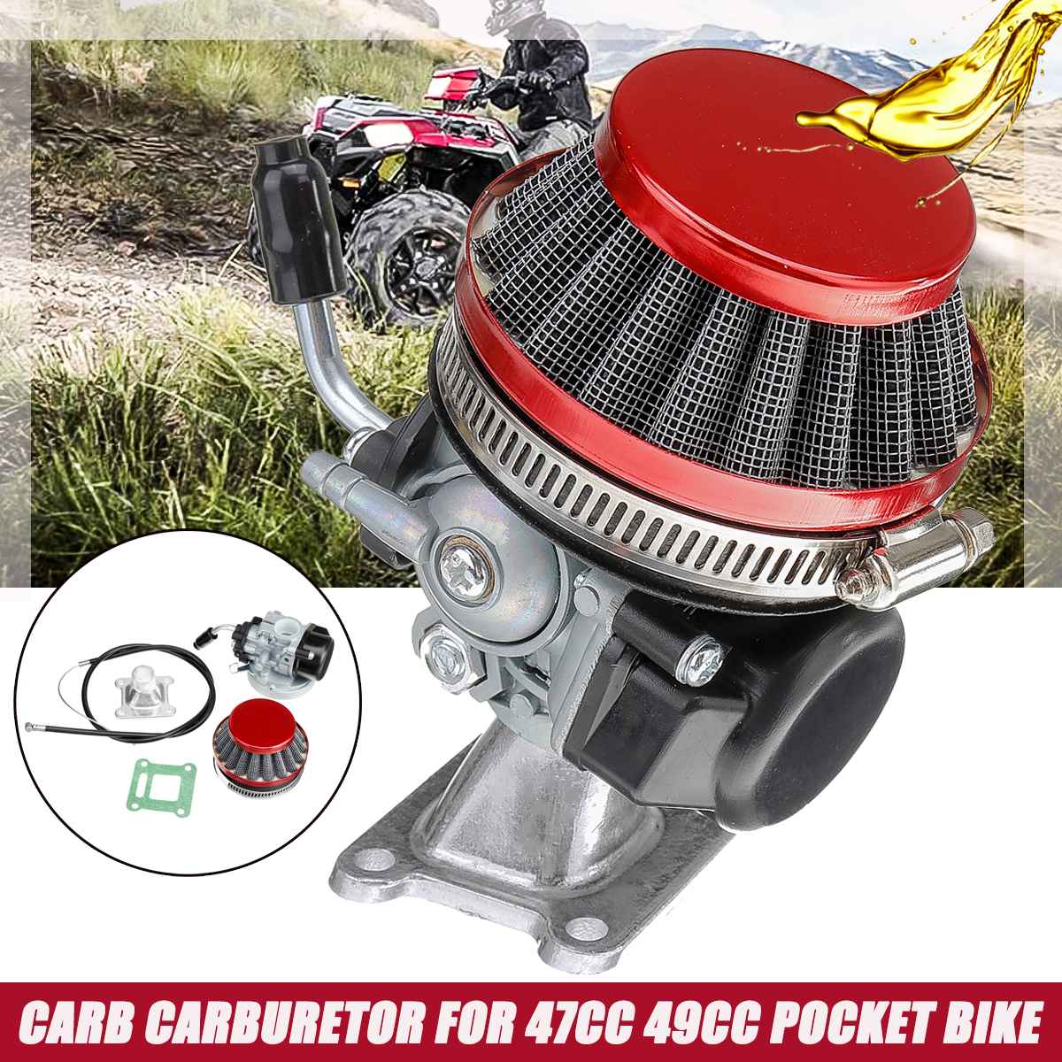 6 Stks/set Carb Carburateur Met Luchtfilter Pakking Voor 47cc 49cc Pocket Bike Mini Moto Atv Quad