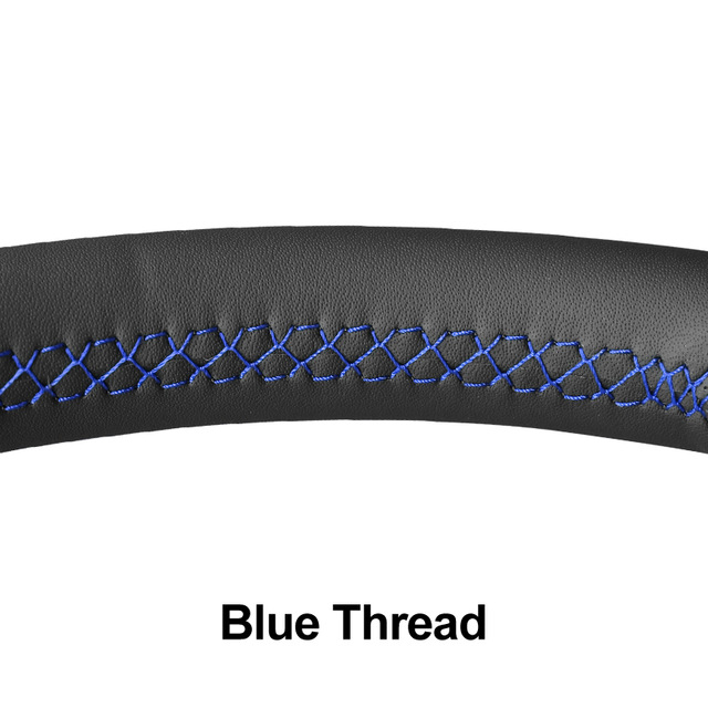 Black Artificial Leather Handsewing No-slip Car Steering Wheel Cover for Land Rover Freelander 2: Blue Thread