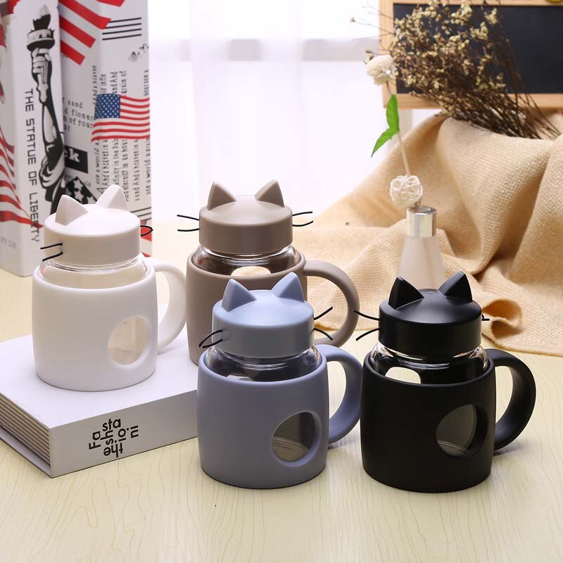 280 ml keramisk mugg 3d katt nyhet glas kopp katt ansikte muggar kaffe te mjölk frukost mugg